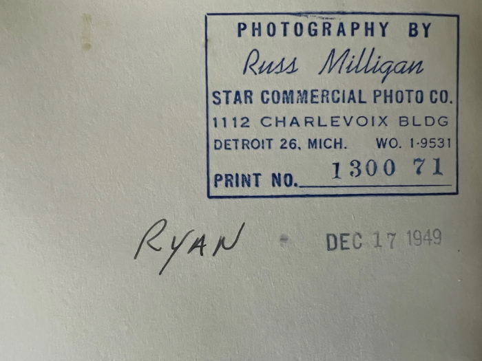 Ryan Theatre - Ryan Theatre Russ Milligan Star Comm Photo Co Photo Inscription Dec 17 1949